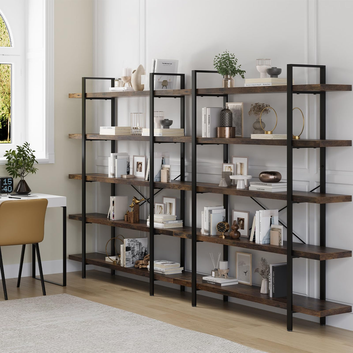 5 Tier Rustic Open Bookshelf S3273
