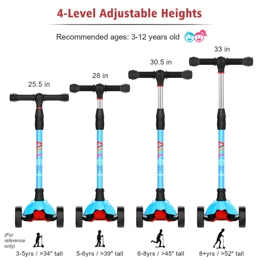 Kick Scooter with Light-Up Wheels and Adjustable Heights J2389
