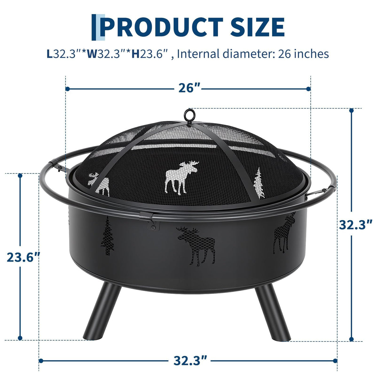 32" Round Wood Burning Fire Pit O9096
