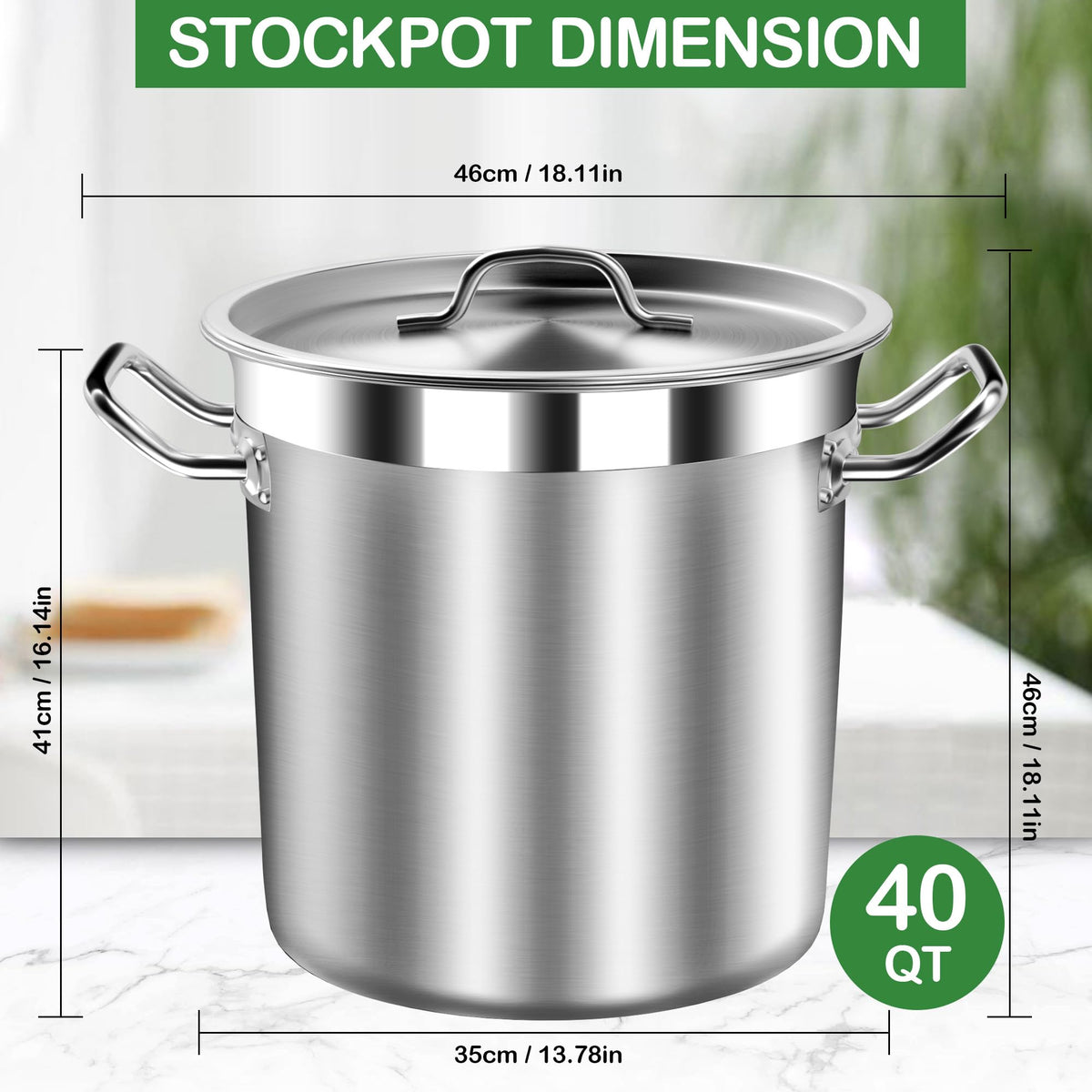 40 Quart Stainless Steel Stockpot with Lid G982877