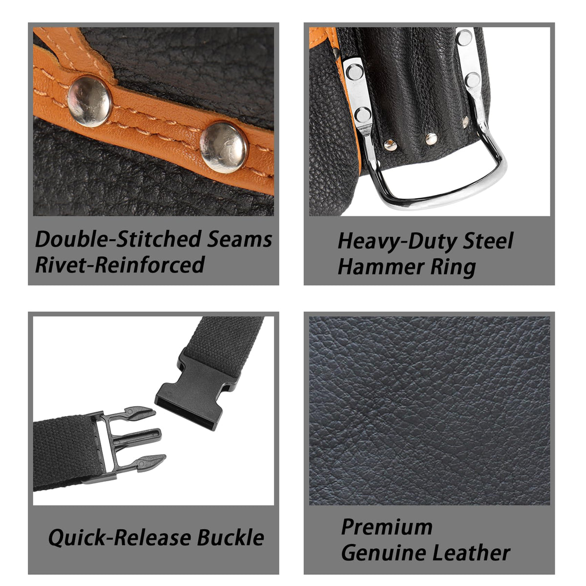 Genuine Leather Tool Belt with Multi Pockets E6339