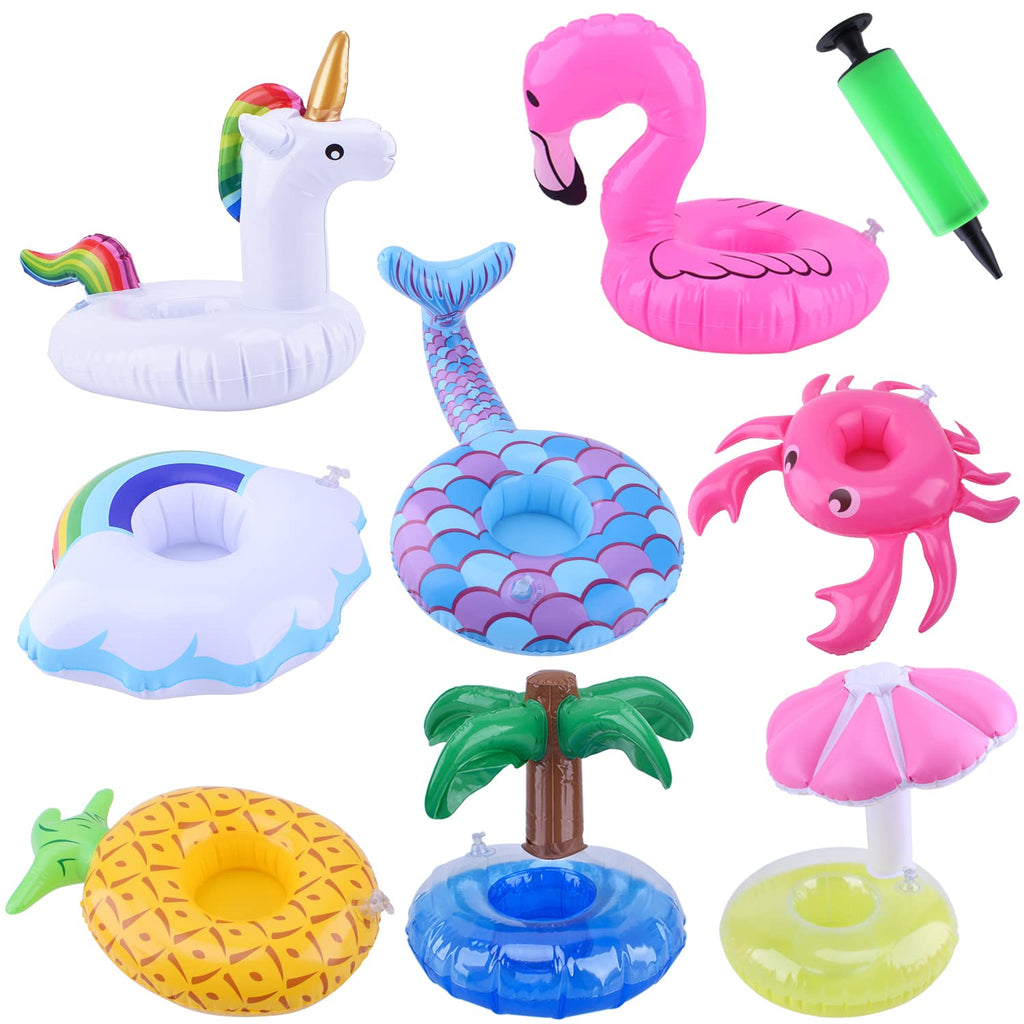 8 Pack Inflatable Drink Holders with Air Pump F519491