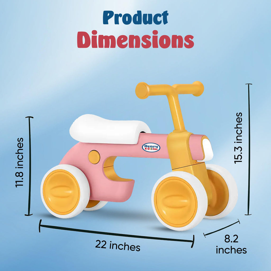 4 Wheel Toddler Balance Bike with Lights Music Soft Seat Pink D171605