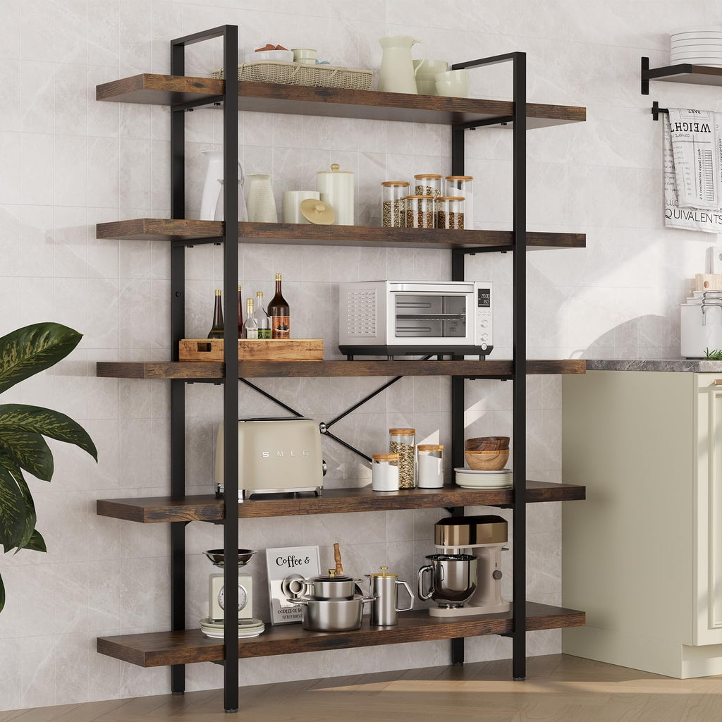 5 Tier Rustic Open Bookshelf S3273