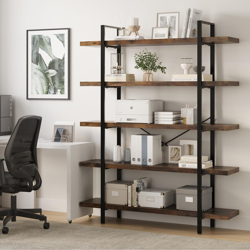 5 Tier Rustic Open Bookshelf S3273