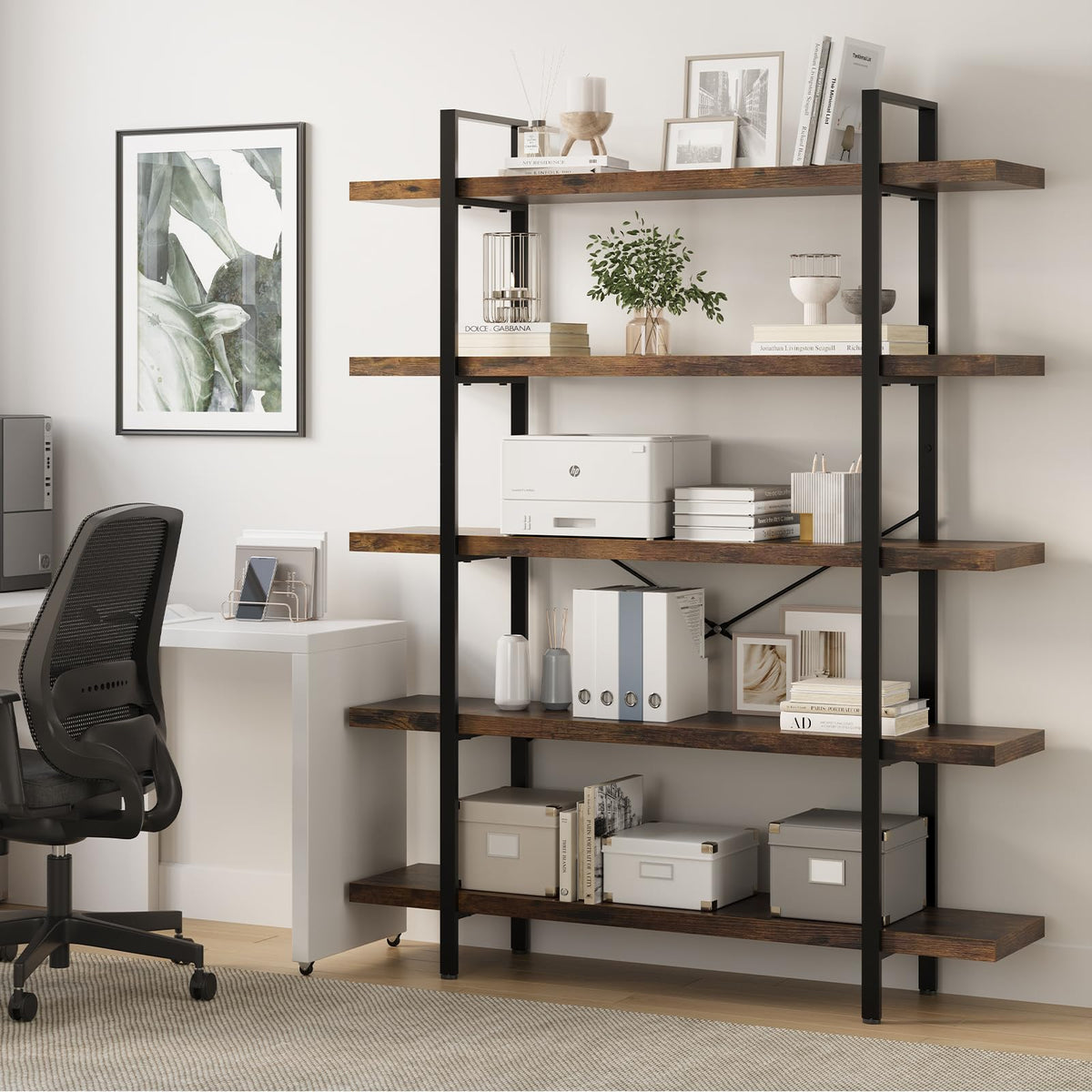 5 Tier Rustic Open Bookshelf S3273