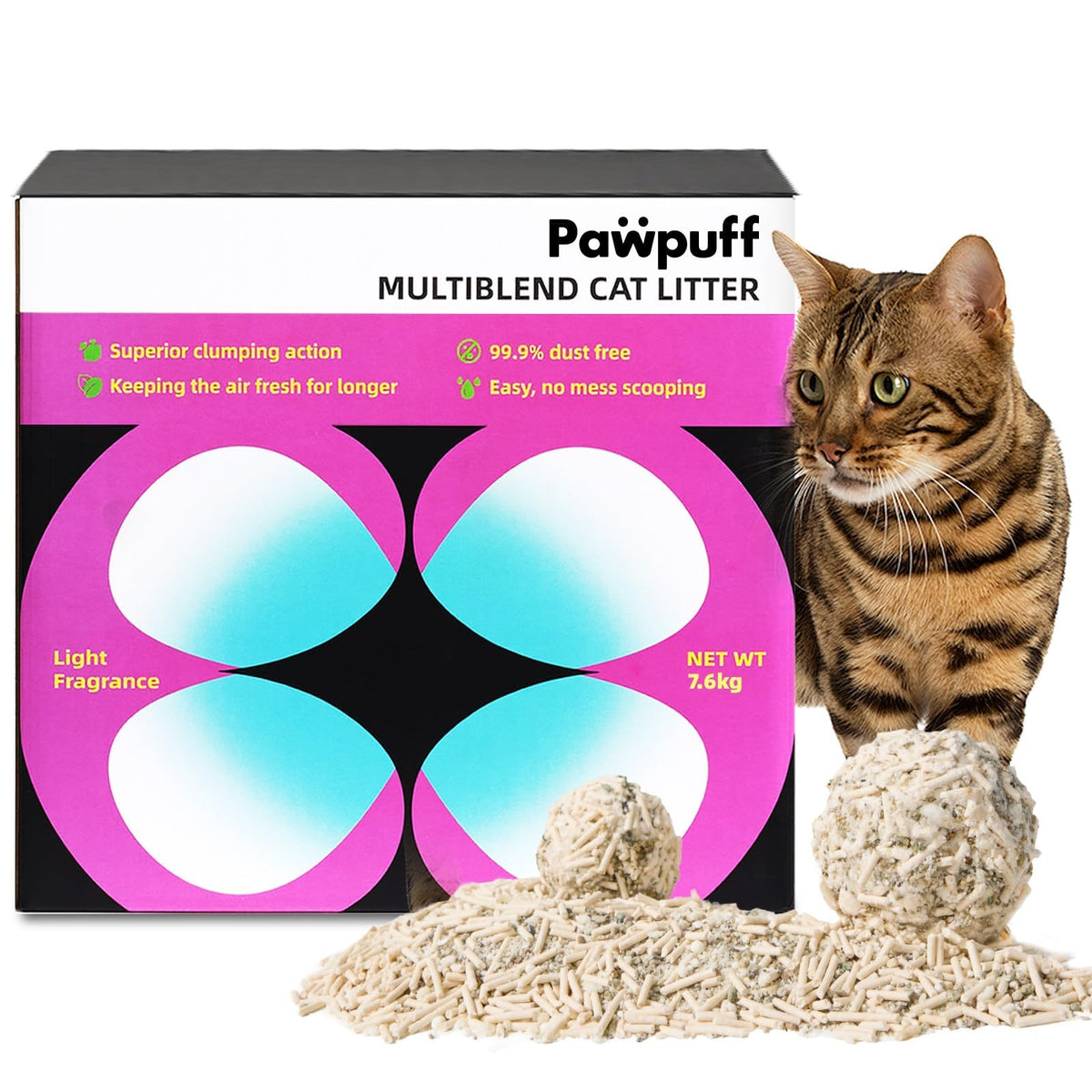 Clumping Cat Litter 99.9% Dust Free Flushable Mixed Tofu and Bentonite Odor Control 16.8lb K234