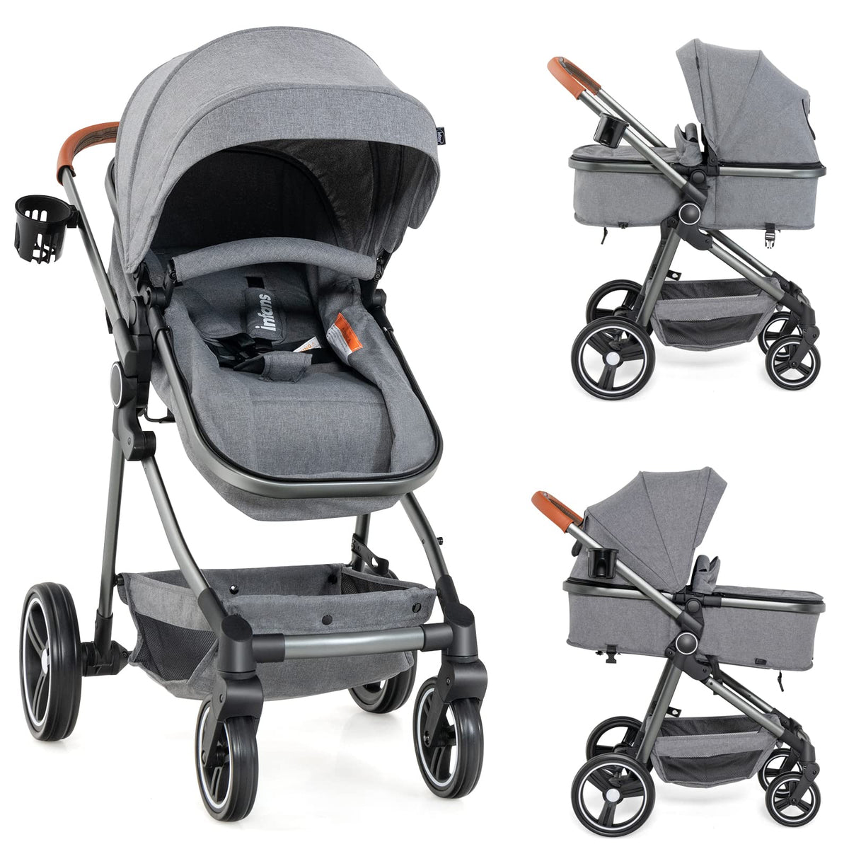 2 in 1 Convertible Baby Stroller with Reversible Seat J884283