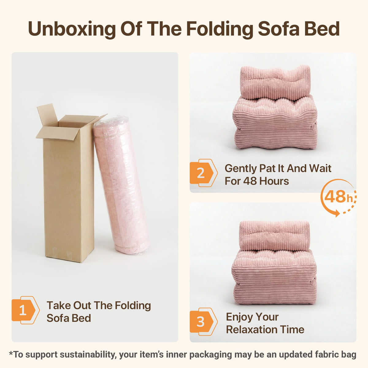 Pink Folding Sofa Bed A875390