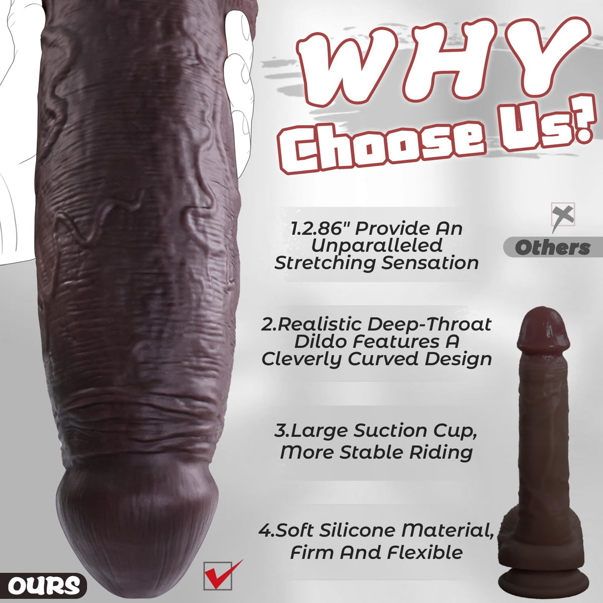 12 inch Black Silicone Dildo I347