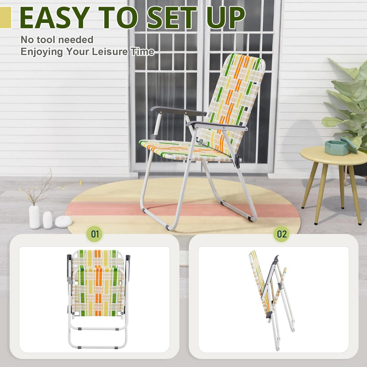 Set of 2 Webbed Folding Beach Chairs T100