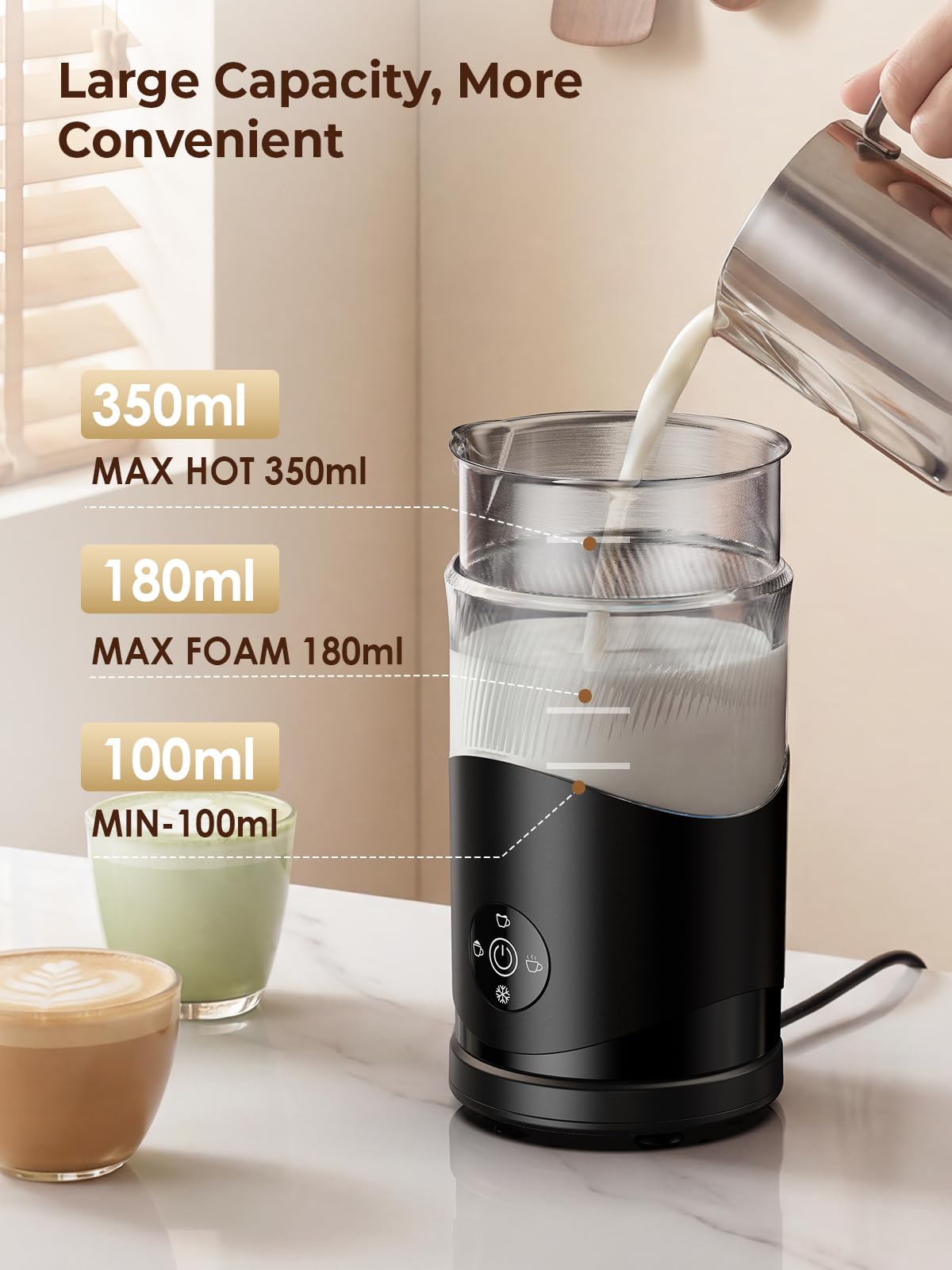 350ml Electric Milk Frother 4-in-1 Hot & Cold Q71006