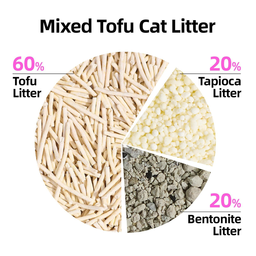 Clumping Cat Litter 99.9% Dust Free Flushable Mixed Tofu and Bentonite Odor Control 16.8lb K234