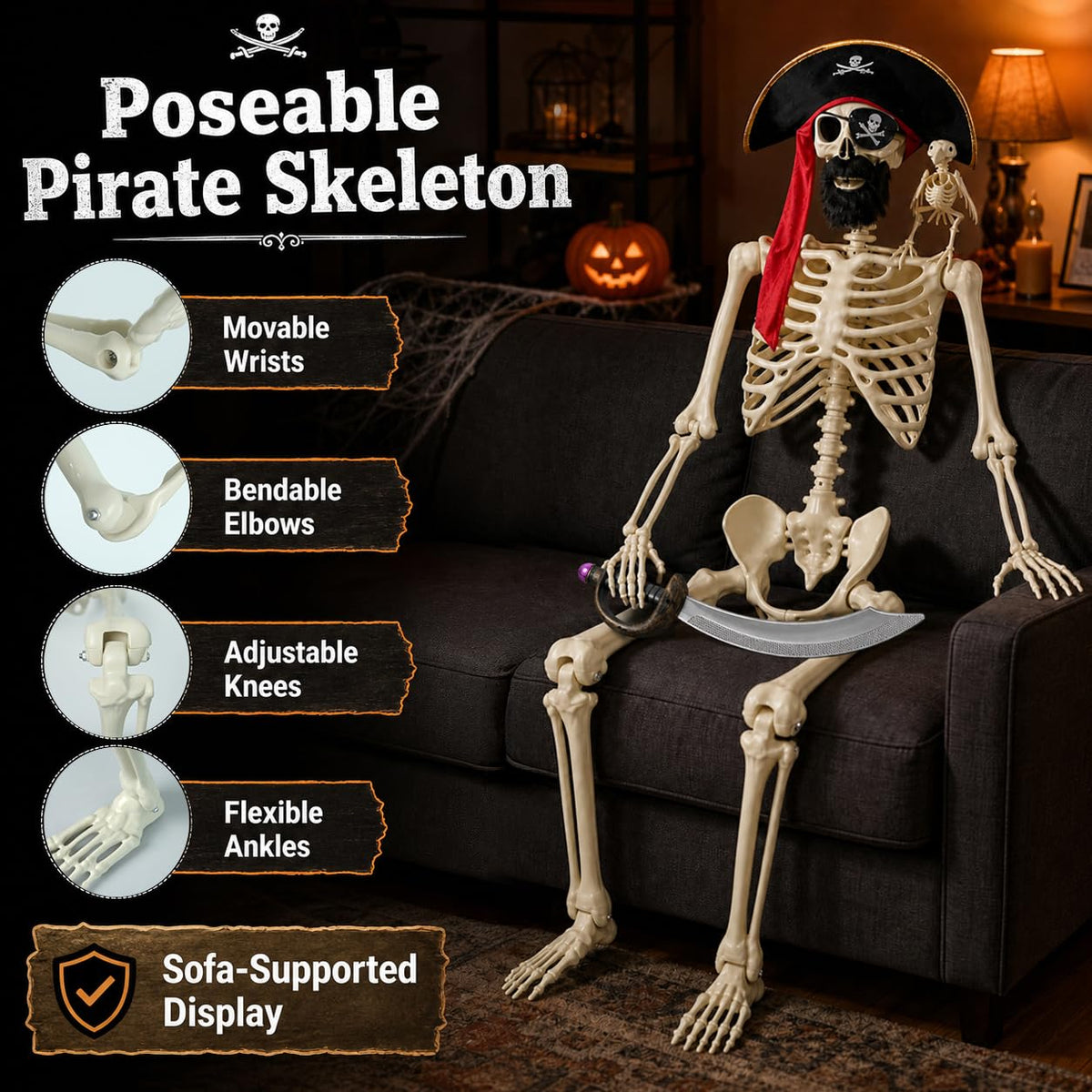 5.4 Ft Halloween Skeleton Decoration Y406349