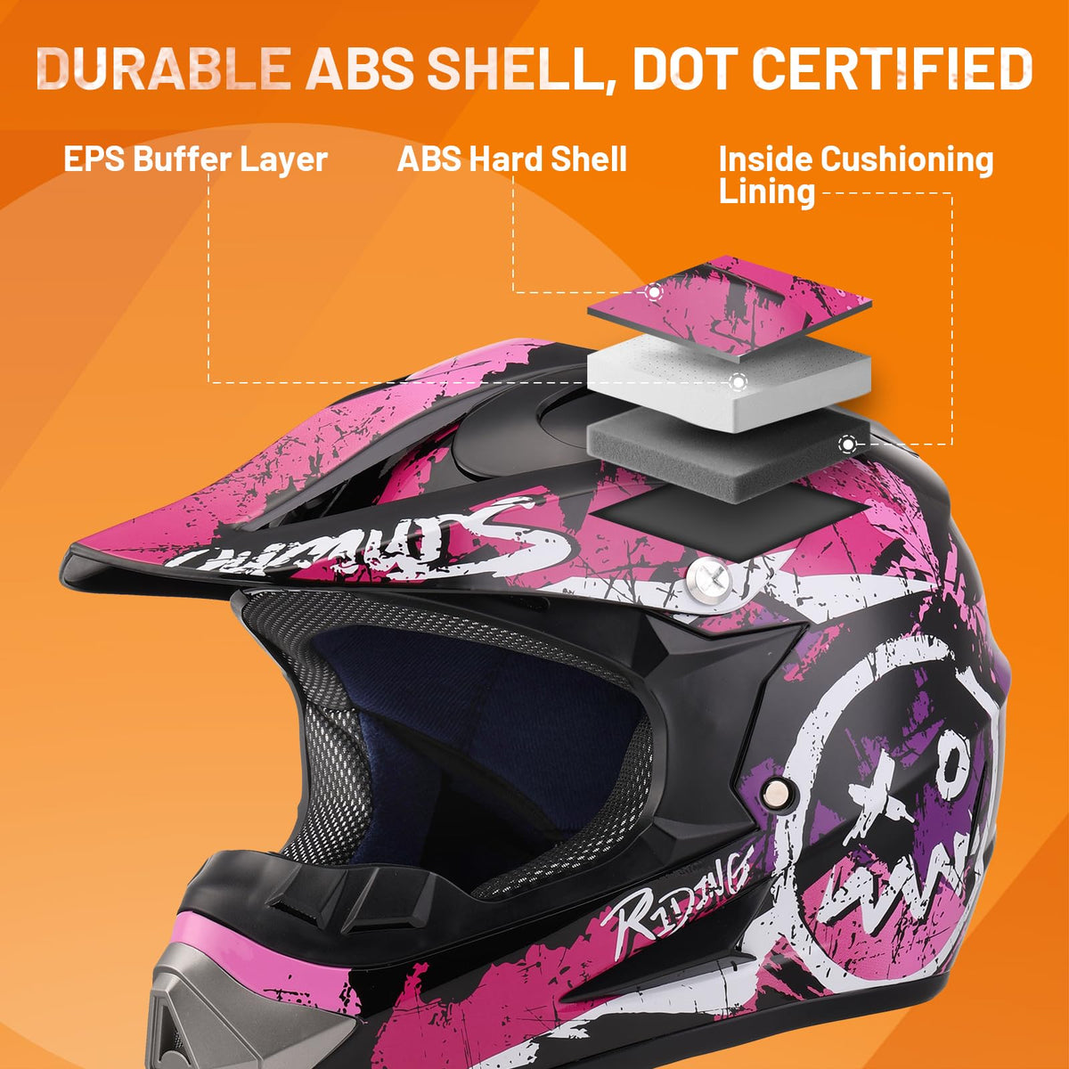 Adjustable Sun Visor Adult ATV Dirt Bike Helmet with Goggles Gloves & Mask J5616