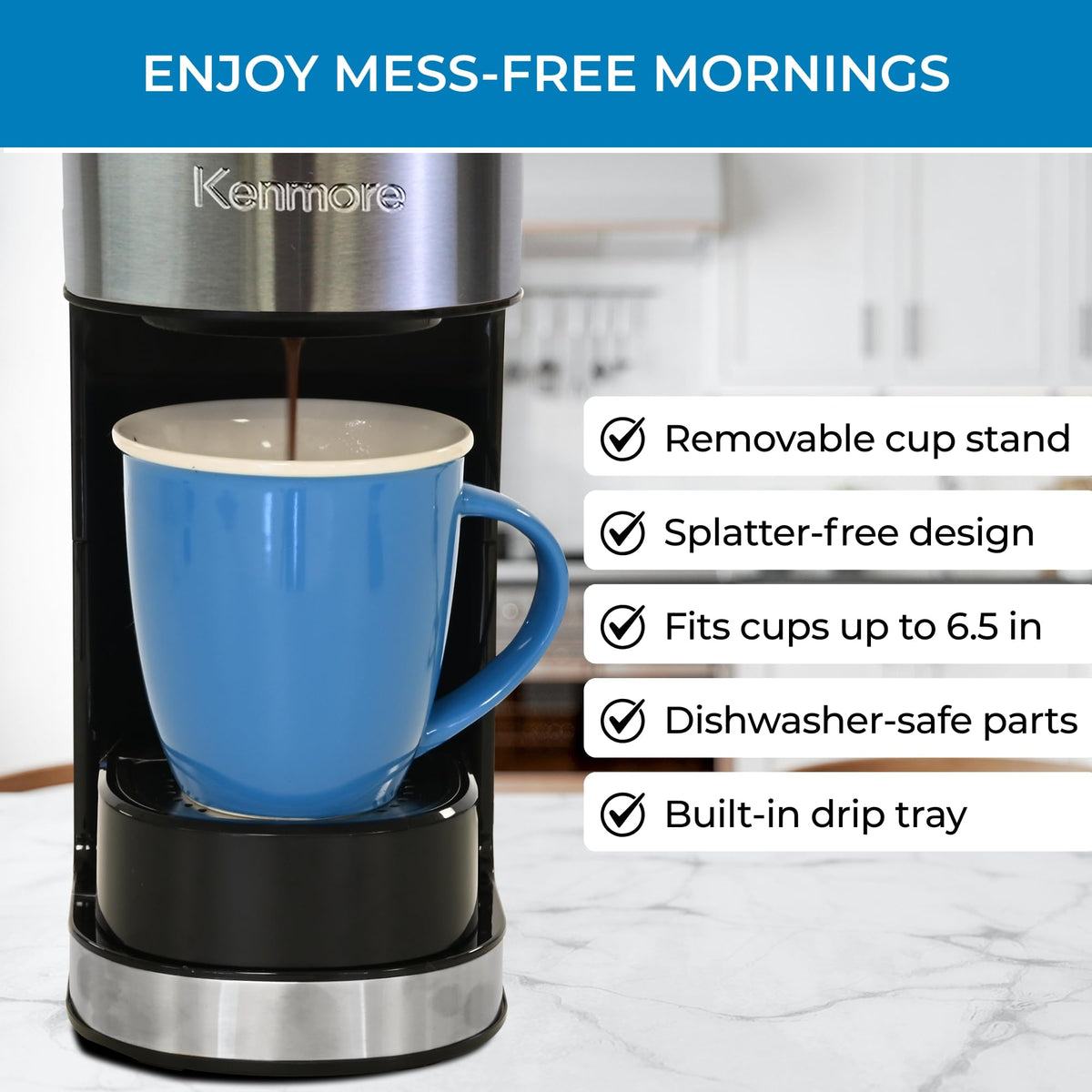 Single Serve Coffee Maker 6–12 Oz Black F1028