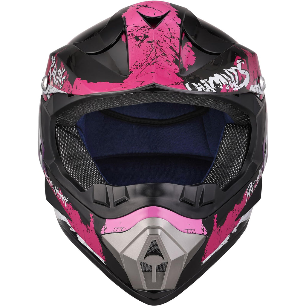 Adjustable Sun Visor Adult ATV Dirt Bike Helmet with Goggles Gloves & Mask J5616
