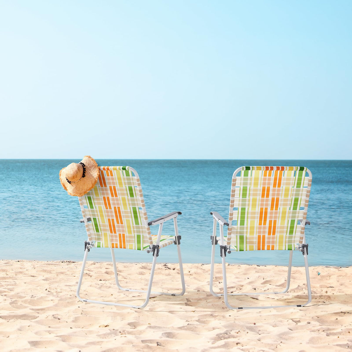 Set of 2 Webbed Folding Beach Chairs T100