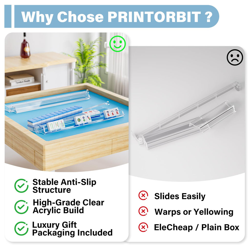 Clear Acrylic Mahjong Racks with Pushers 4-Pack N20770