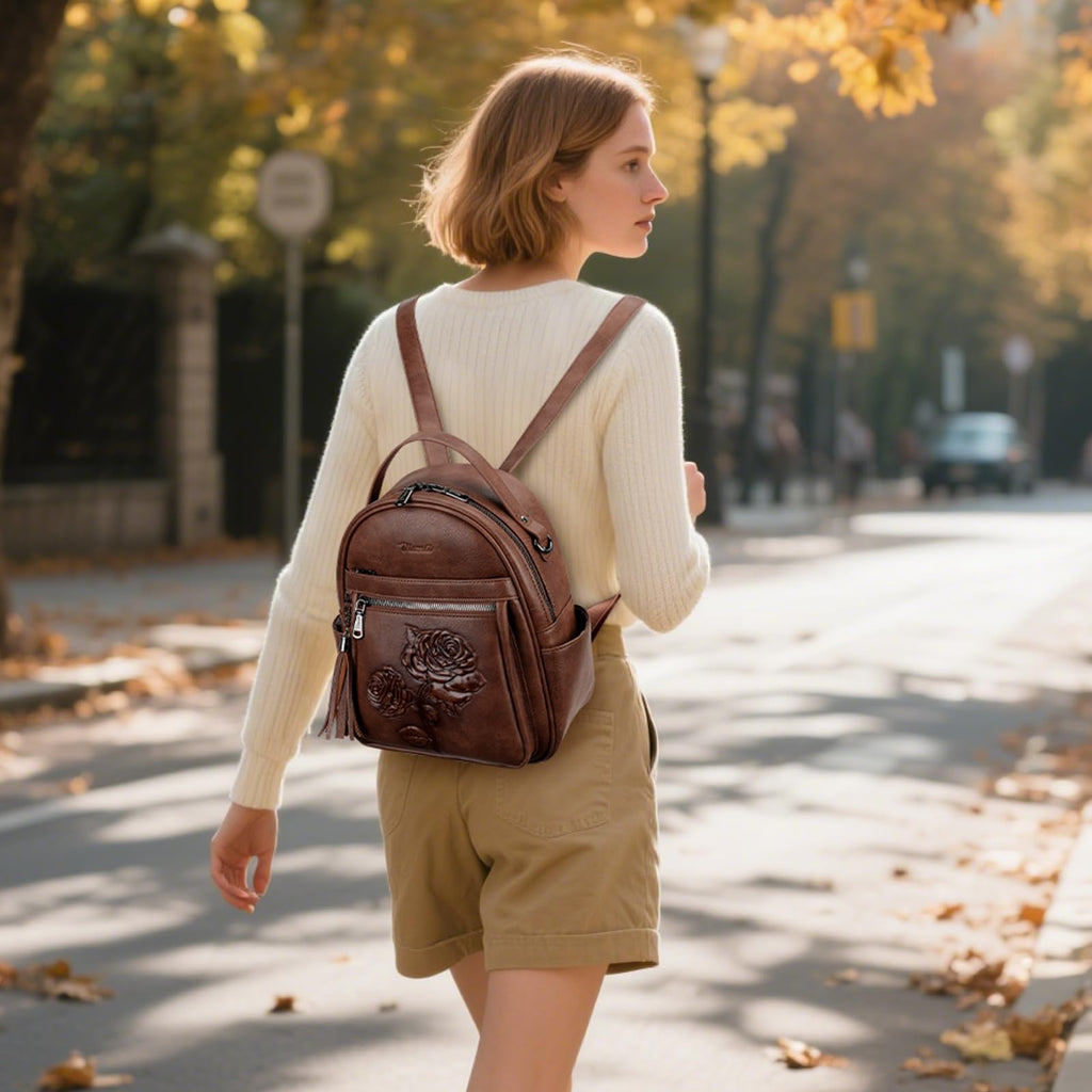 Vegan Leather Mini Backpack Purse V3583