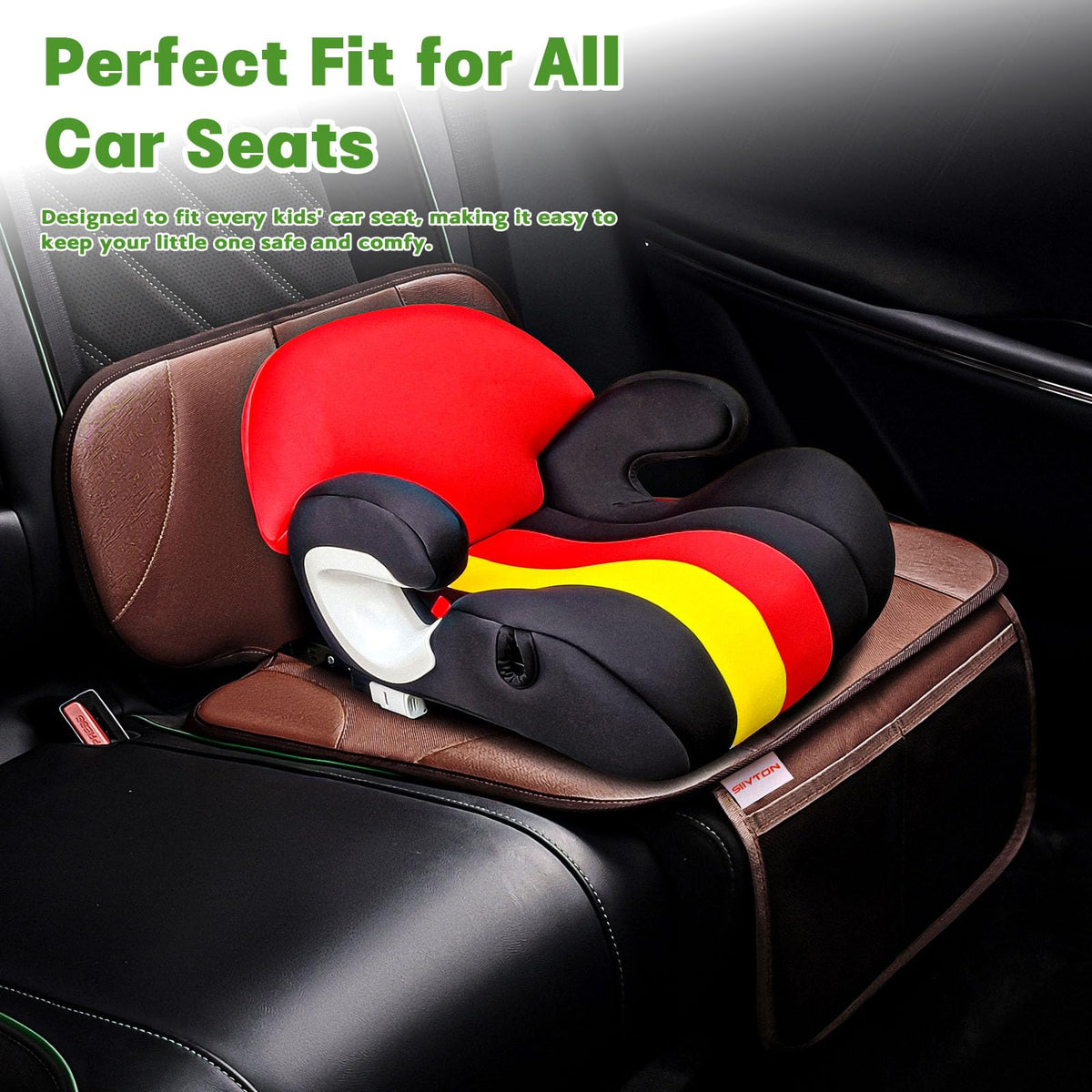 Black Car Seat Protector with 2 Storage Pockets Z31103