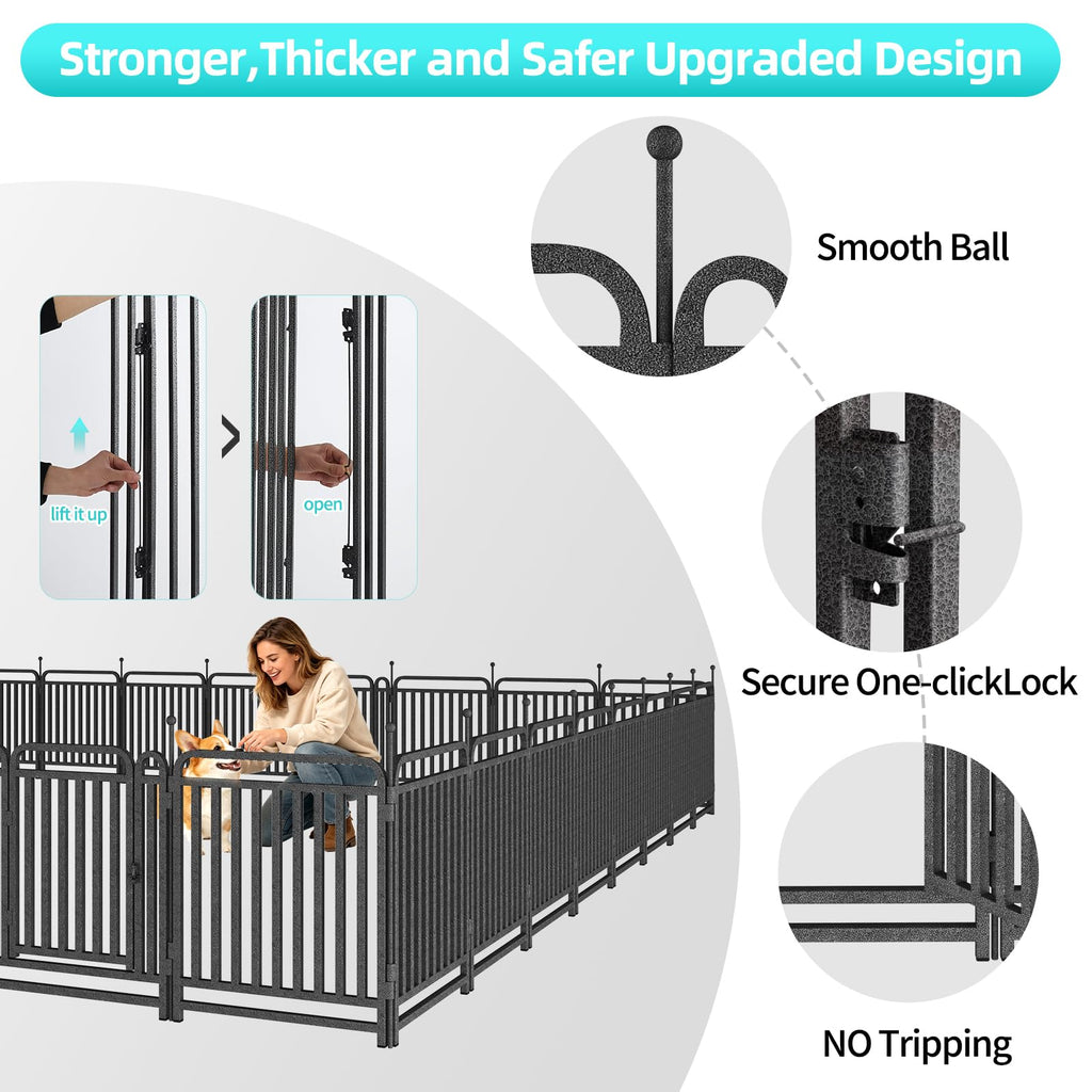 Dog Playpen Outdoor Silver 32'' 16 Panels 2 Gates H54755