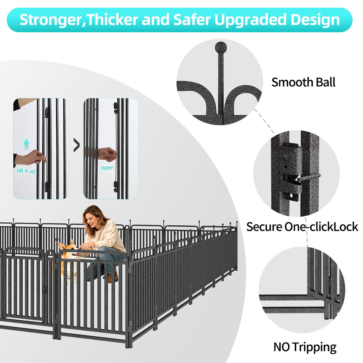 Dog Playpen Outdoor Silver 32'' 16 Panels 2 Gates H54755