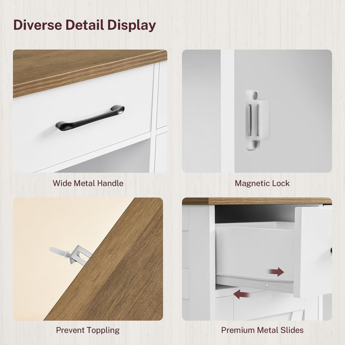 White Storage Cabinet with 3 Drawers and 2 Doors N93069