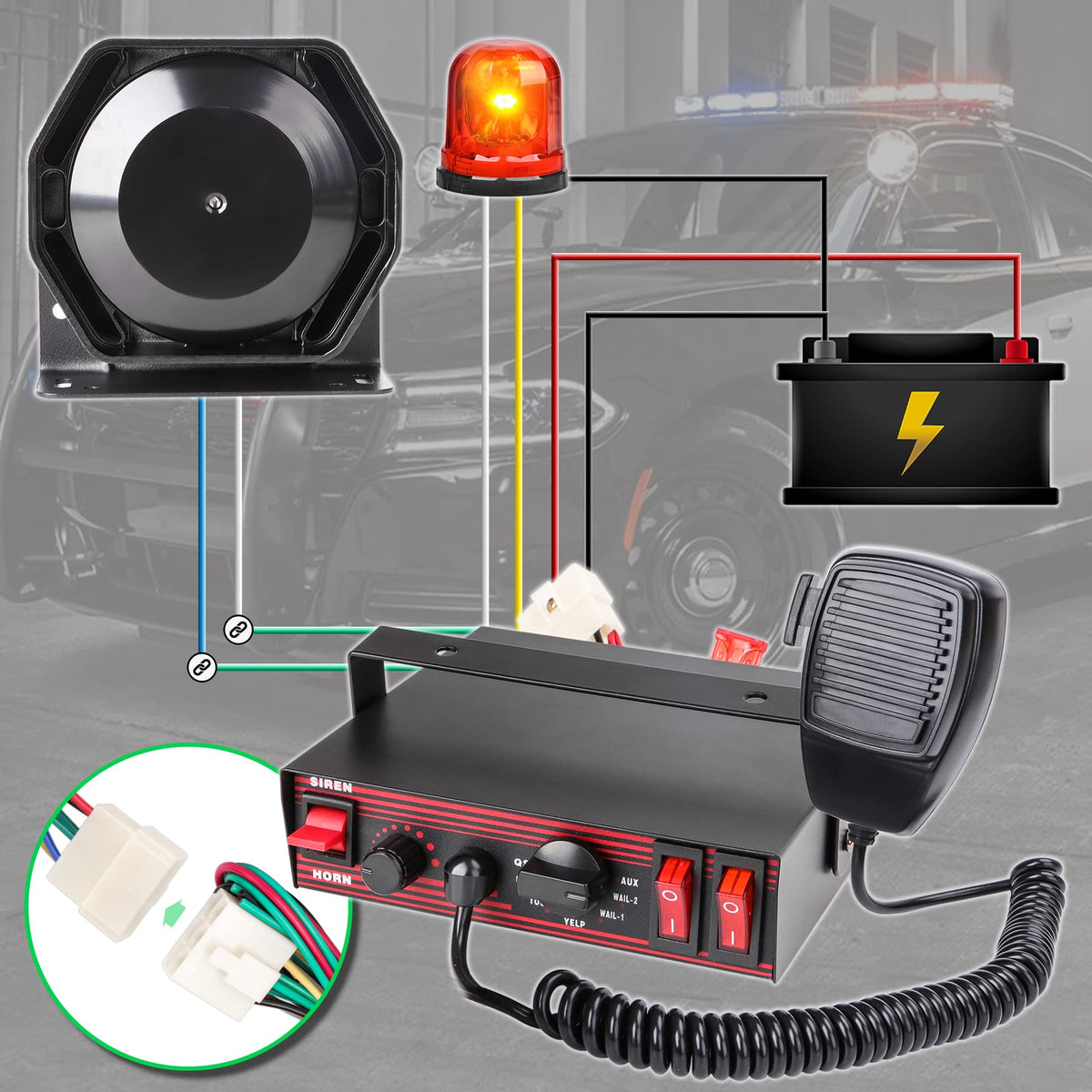 8 Tones Emergency Siren PA System U78621