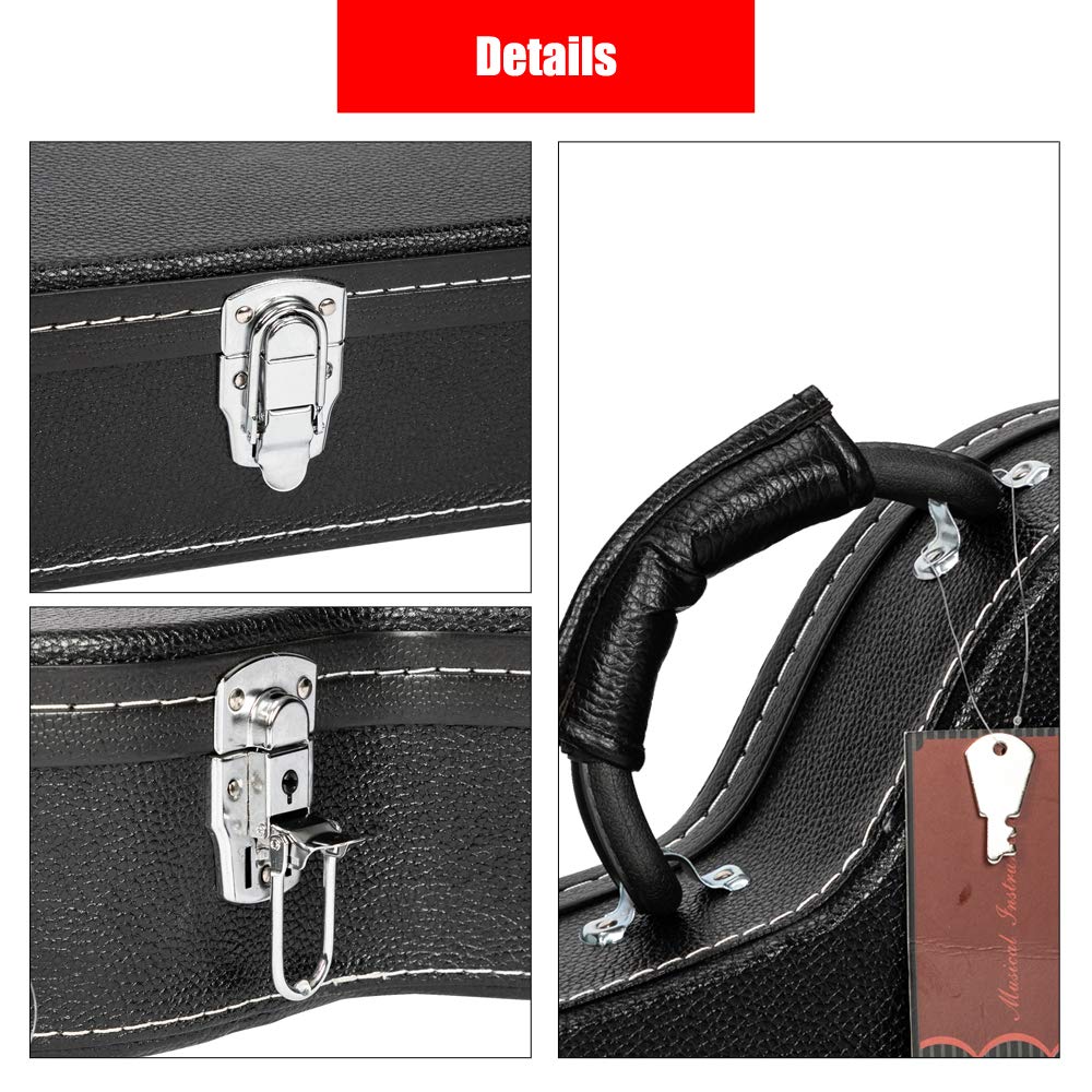 42-Inch Wooden Hard-Shell Electric Guitar Case with Lock Latch Padding J3650