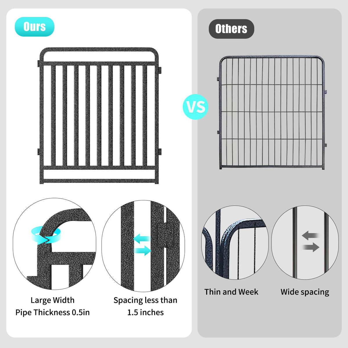 Dog Playpen Outdoor Silver 32'' 16 Panels 2 Gates H54755