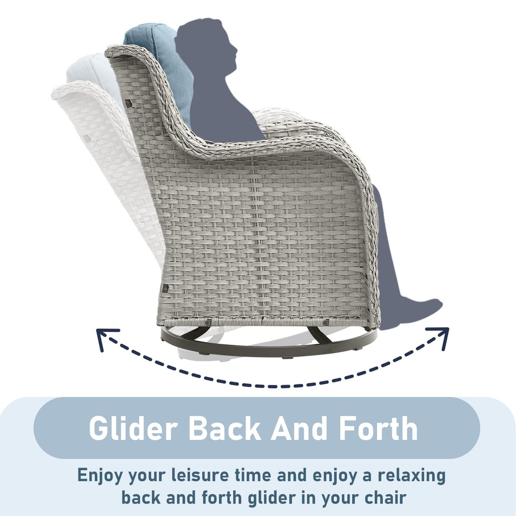5 Piece Outdoor Swivel Rocker Chairs with Ottomans A34157