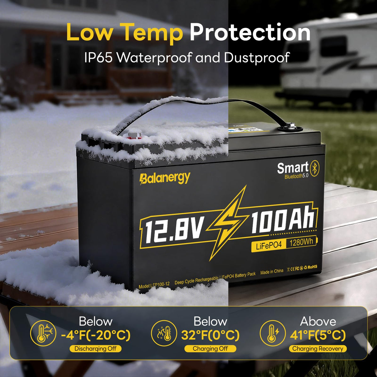 12V 100Ah LiFePO4 Lithium Battery Group 31 with 100A BMS G969