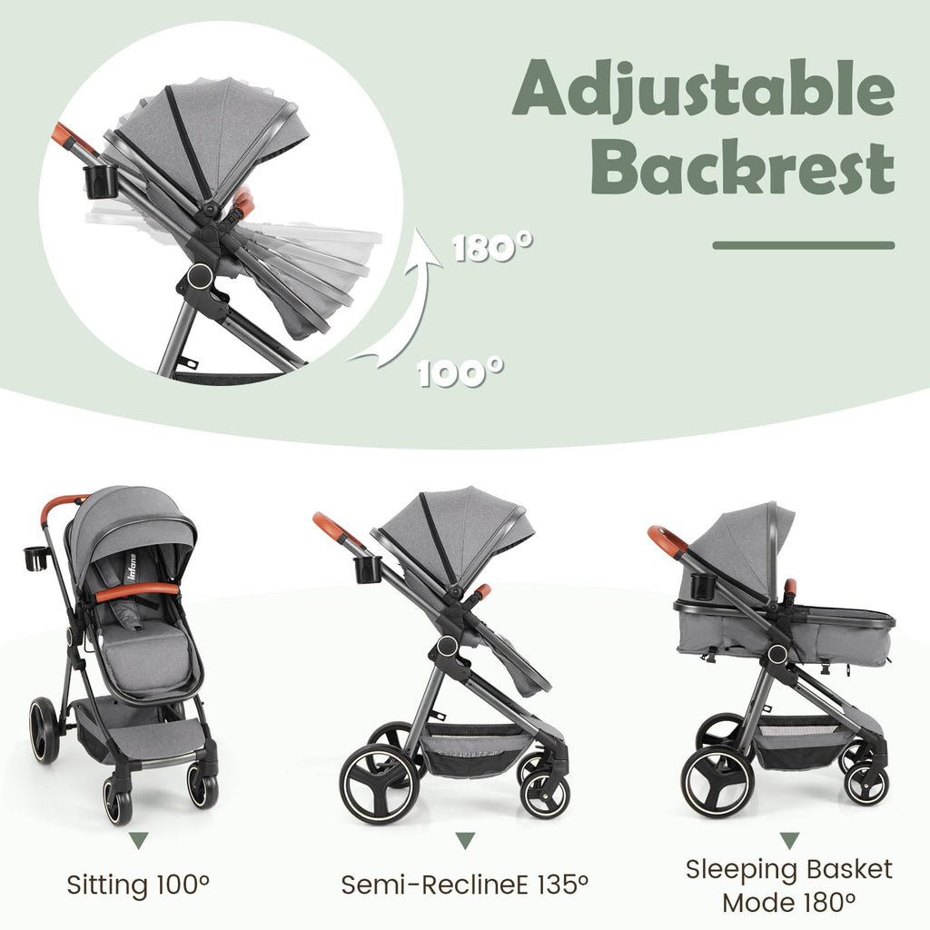 2 in 1 Convertible Baby Stroller with Reversible Seat J884283