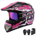 Adjustable Sun Visor Adult ATV Dirt Bike Helmet with Goggles Gloves & Mask J5616