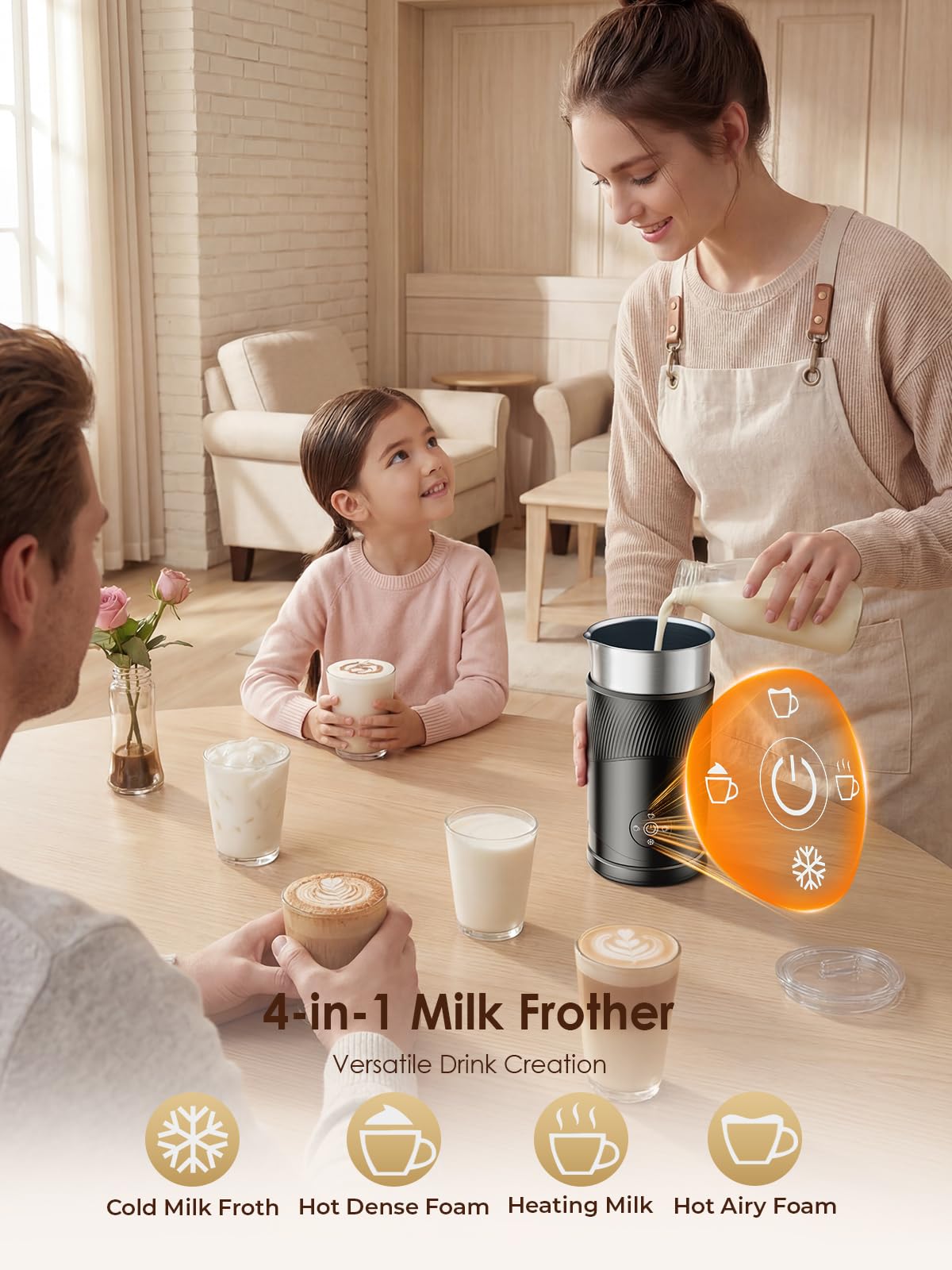 350ml Electric Milk Frother 4-in-1 Hot & Cold Q71006