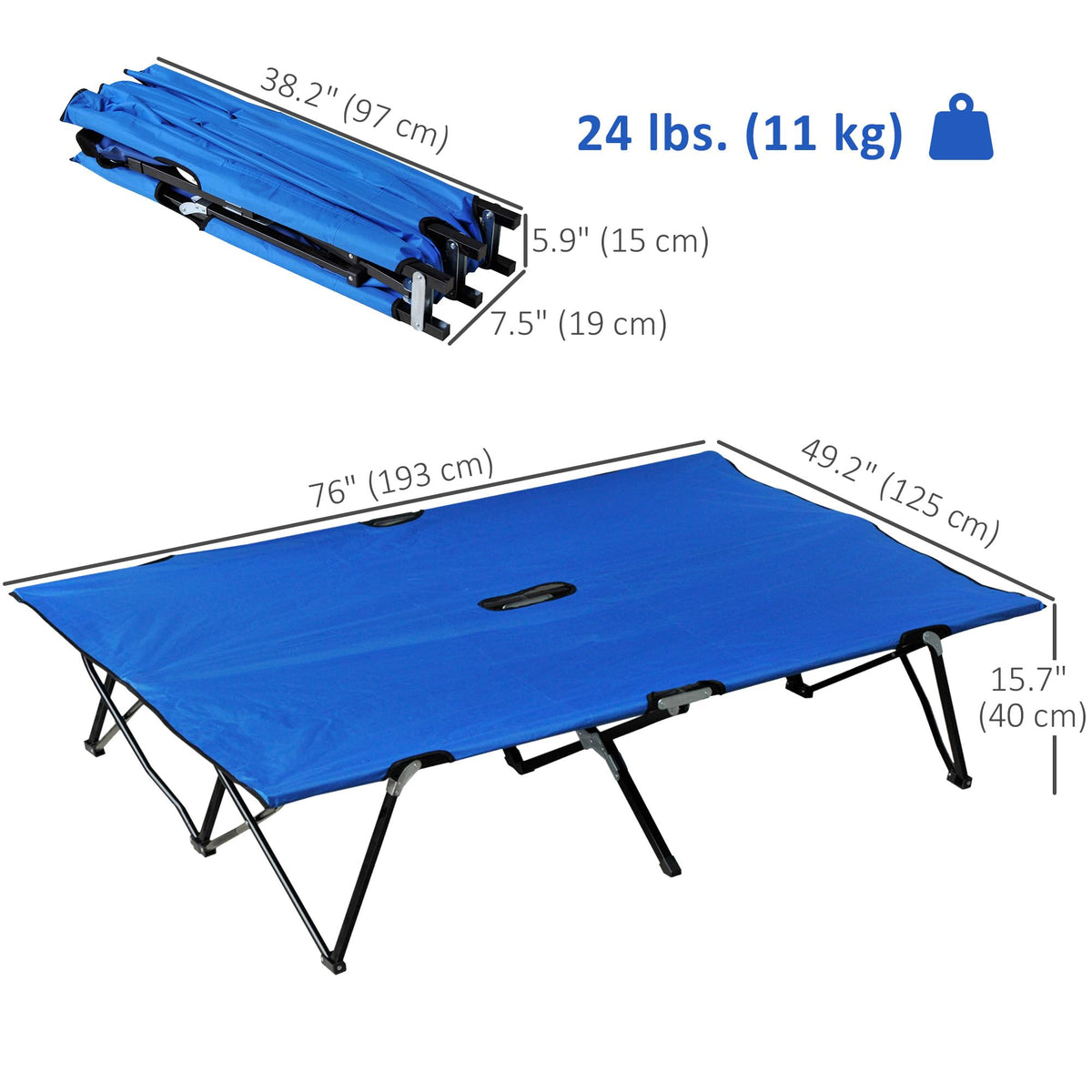 2 Person Folding Camping Cot with Carry Bag B8776