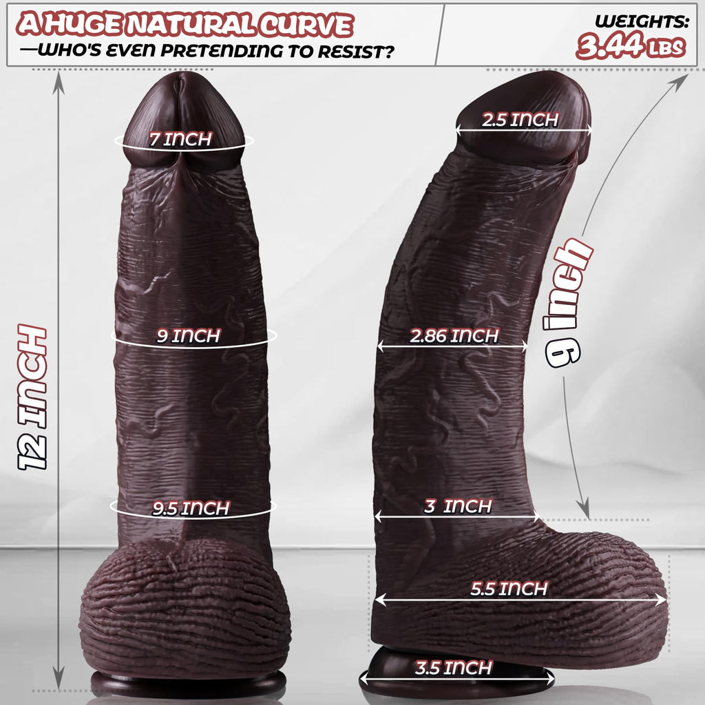 12 inch Black Silicone Dildo I347