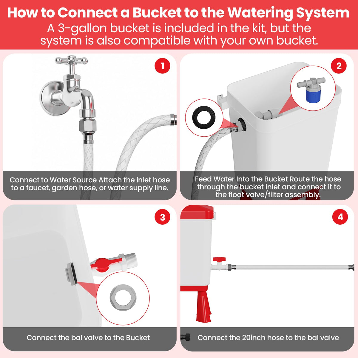 Automatic Chicken Waterer System with 8 Drinking Cups A83414