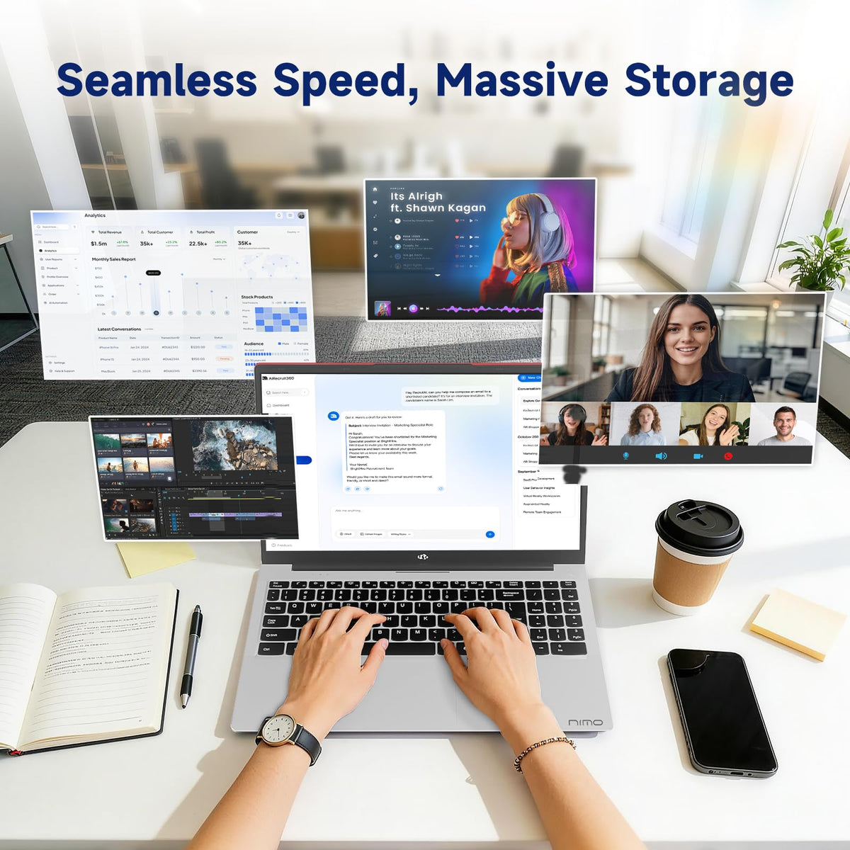 15.6" IPS FHD Laptop 8GB RAM 256GB SSD Z432680