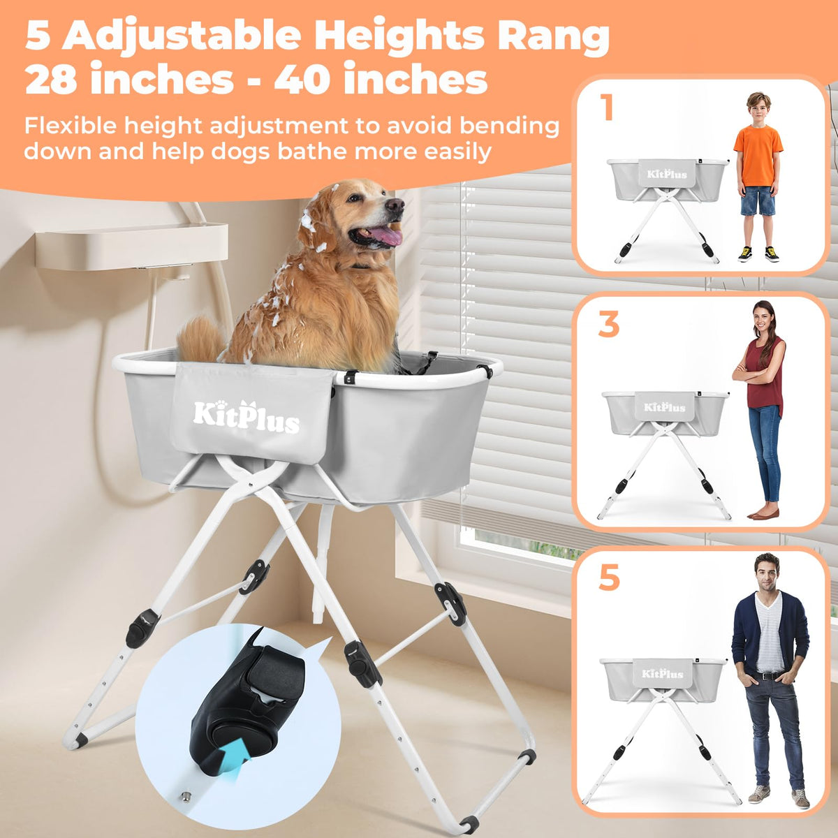 Portable 5 Height Adjustable Dog Bathtub U99645