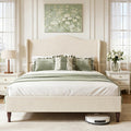 Queen Size Fabric Upholstered Platform Bed with Wooden Slats Z899344