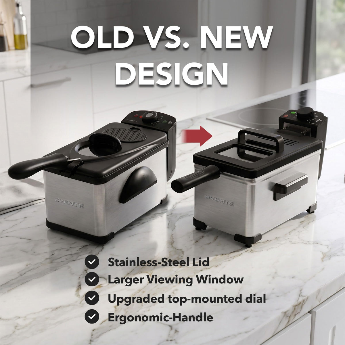 Electric Deep Fryer, 2L Capacity, 1500W, Silver Y255