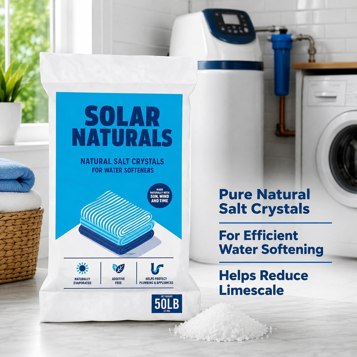Natural Salt Crystals for Water Softeners, 50 lb S789