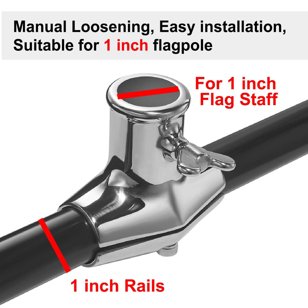 Rail Mount 316 Stainless Steel Flag Pole Holder B659