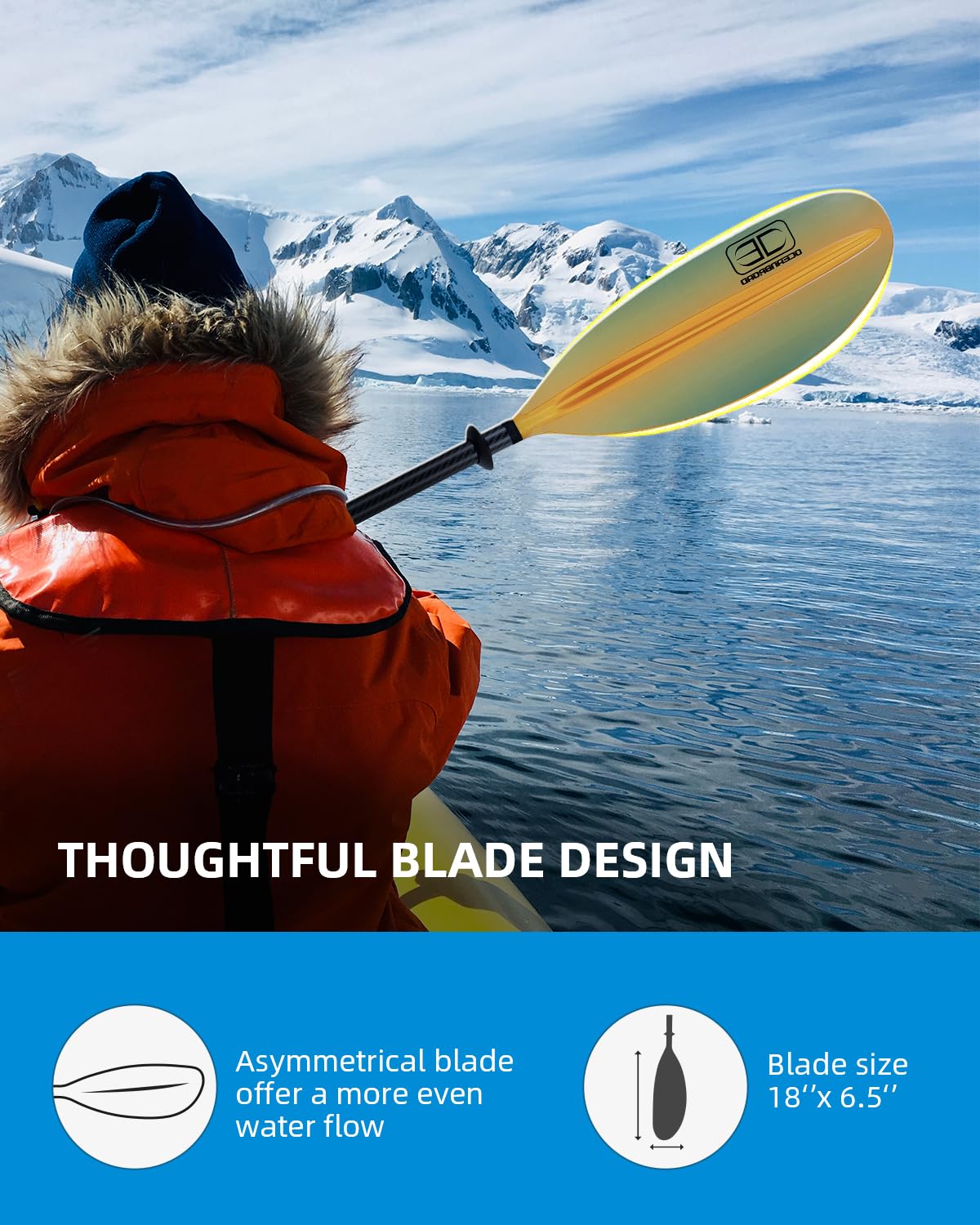 Carbon Fiber Kayak Paddle 90.5in/230cm with Paddle Leash V89445