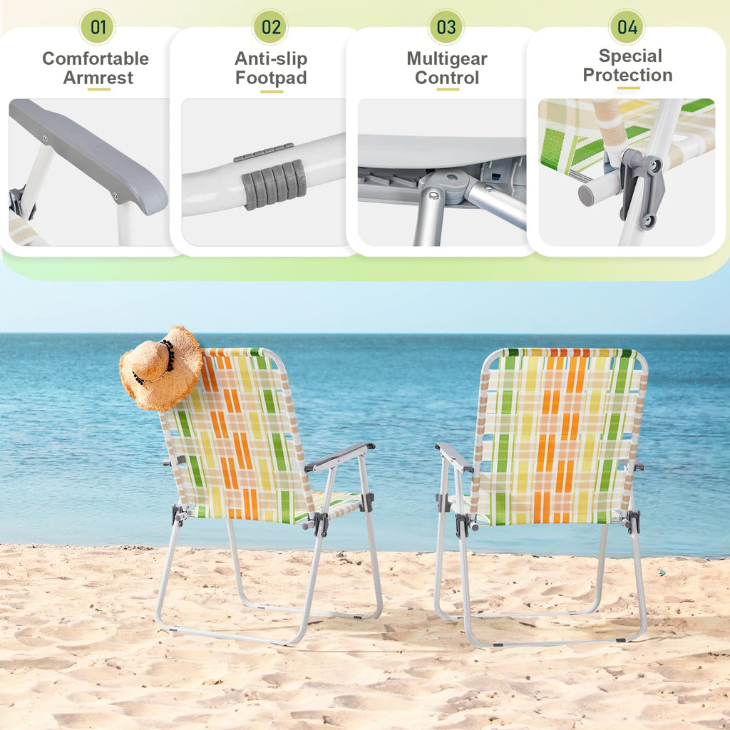 Set of 2 Webbed Folding Beach Chairs T100