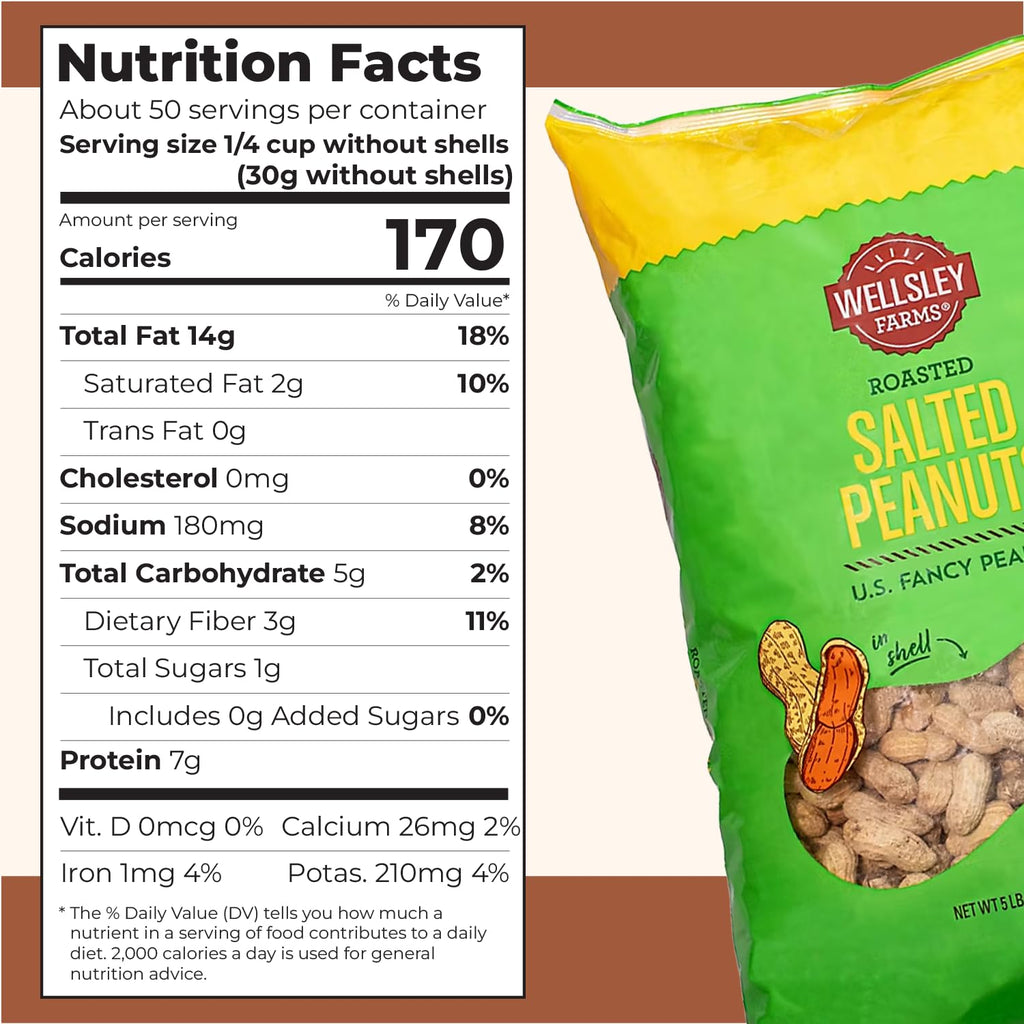 Salted Roasted Peanuts In Shell 5 lb Bag W828