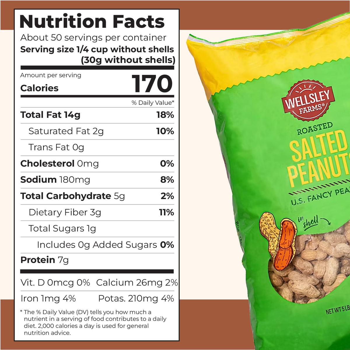 Salted Roasted Peanuts In Shell 5 lb Bag W828