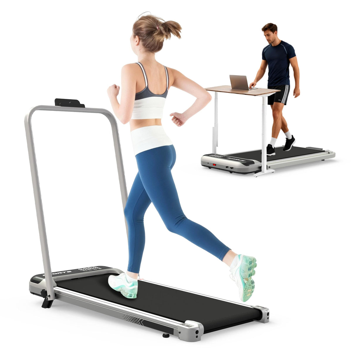 3 in 1 Compact Under Desk Treadmill with Handle Bar F6322